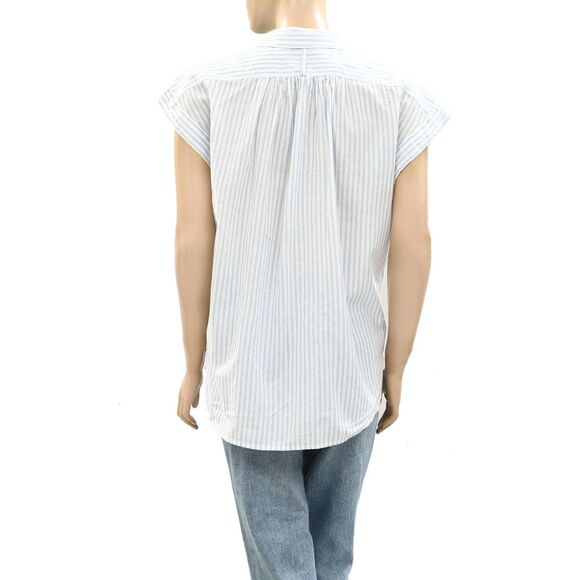 Nili Lotan Normandy Shirt Tunic Top Striped Printed Cotton Oversized XS 283742 - Picture 7 of 9